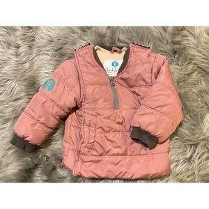 Buckle Me Baby - Kids Puffer Jacket Pink Fleece Lined - Size 18M